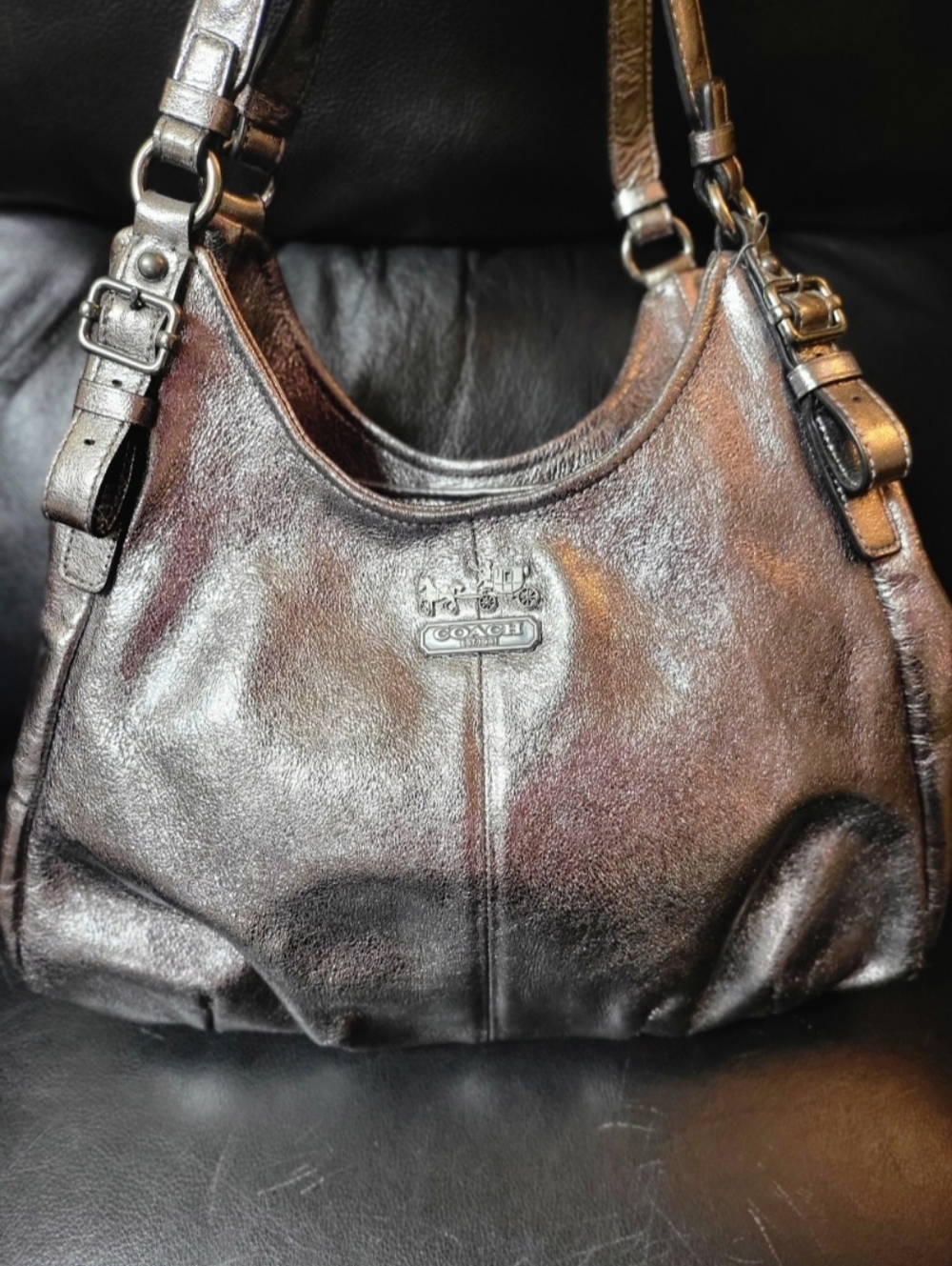 NEW Coach Madison Maggie Shimmering Silver Shoulder Bag Vintage NWOT